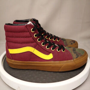 VANS Custom ASU Camo Sk8 Hi Shoes Womens Size 6 / Mens 4.5 Red Yellow Lace Up
